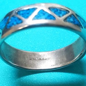 Mens Native style band-Sterling Silver